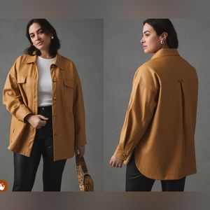 Anthropologie Vegan Leather Oversized Shirt Jacket